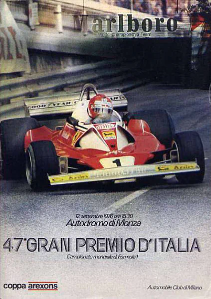 1976-09-12 | Gran Premio D`Italia | Monza | Formula 1 Event Artworks | formula 1 event artwork | formula 1 programme cover | formula 1 poster | carsten riede