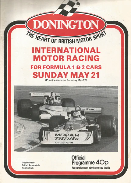 1978-05-21 | Donington Formula 1 Race | Donington | Formula 1 Event Artworks | formula 1 event artwork | formula 1 programme cover | formula 1 poster | carsten riede