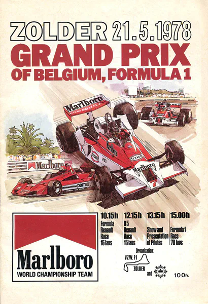 1978-05-21 | Grand Prix De Belgique | Zolder | Formula 1 Event Artworks | formula 1 event artwork | formula 1 programme cover | formula 1 poster | carsten riede