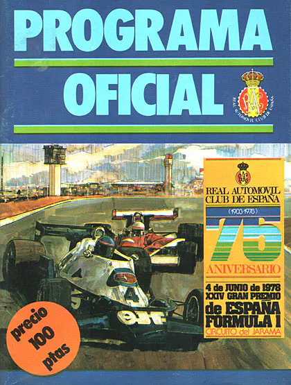 1978-06-04 | Gran Premio De Espana | Jarama | Formula 1 Event Artworks | formula 1 event artwork | formula 1 programme cover | formula 1 poster | carsten riede