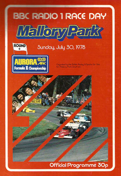1978-07-30 | Dave Lee Travis Trophy | Mallory Park | Formula 1 Event Artworks | formula 1 event artwork | formula 1 programme cover | formula 1 poster | carsten riede