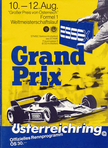 1979-08-12 | Grosser Preis von Österreich | Zeltweg | Formula 1 Event Artworks | formula 1 event artwork | formula 1 programme cover | formula 1 poster | carsten riede