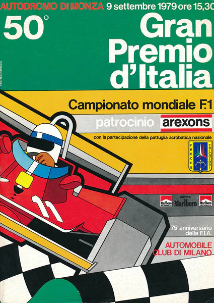 1979-09-09 | Gran Premio D`Italia | Monza | Formula 1 Event Artworks | formula 1 event artwork | formula 1 programme cover | formula 1 poster | carsten riede