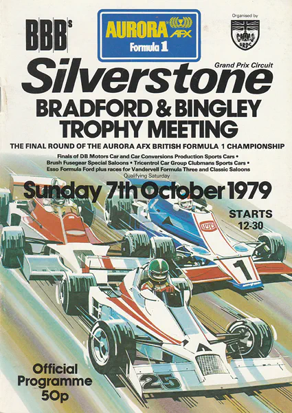 1979-10-07 | Bradford & Bingley Trophy | Silverstone | Formula 1 Event Artworks | formula 1 event artwork | formula 1 programme cover | formula 1 poster | carsten riede