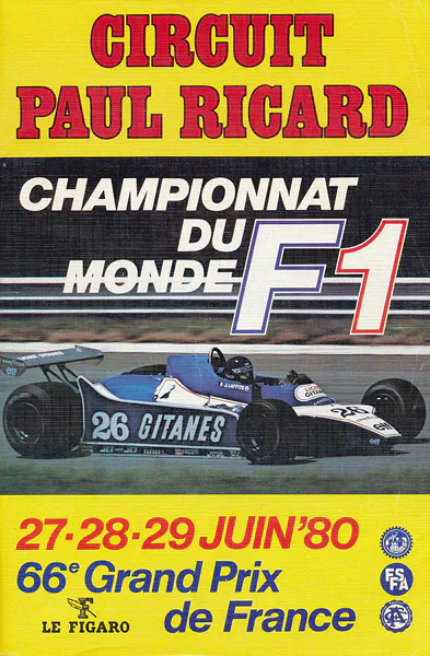 1980-06-29 | Grand Prix De France | Le Castellet | Formula 1 Event Artworks | formula 1 event artwork | formula 1 programme cover | formula 1 poster | carsten riede