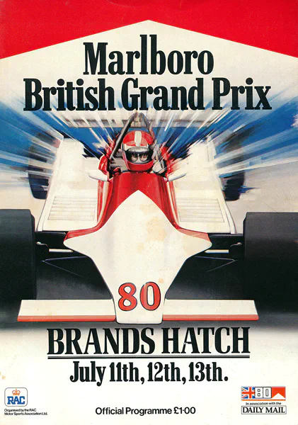 1980-07-13 | British Grand Prix | Brands Hatch | Formula 1 Event Artworks | formula 1 event artwork | formula 1 programme cover | formula 1 poster | carsten riede