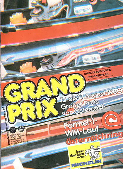 1980-08-17 | Grosser Preis von Österreich | Zeltweg | Formula 1 Event Artworks | formula 1 event artwork | formula 1 programme cover | formula 1 poster | carsten riede