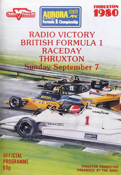 1980-09-07 | Radio Victory Trophy | Thruxton | Formula 1 Event Artworks | formula 1 event artwork | formula 1 programme cover | formula 1 poster | carsten riede