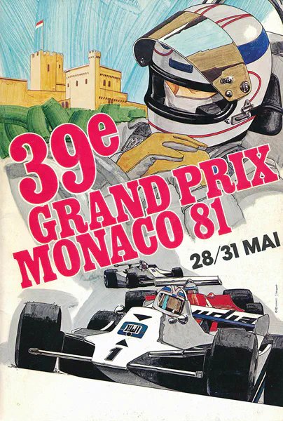 1981-05-31 | Grand Prix De Monaco | Monte Carlo | Formula 1 Event Artworks | formula 1 event artwork | formula 1 programme cover | formula 1 poster | carsten riede