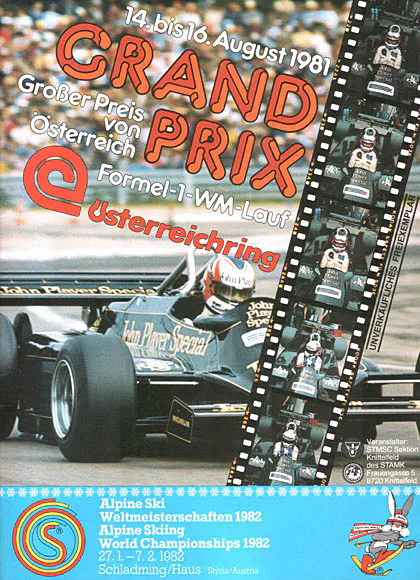 1981-08-16 | Grosser Preis von Österreich | Zeltweg | Formula 1 Event Artworks | formula 1 event artwork | formula 1 programme cover | formula 1 poster | carsten riede