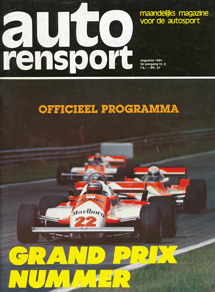 1981-08-30 | Grote Prijs Van Nederland | Zandvoort | Formula 1 Event Artworks | formula 1 event artwork | formula 1 programme cover | formula 1 poster | carsten riede