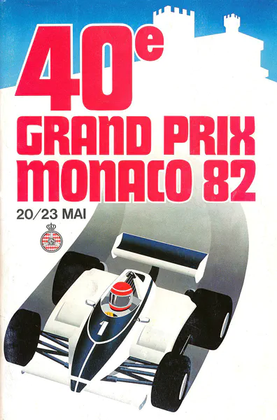 1982-05-23 | Grand Prix De Monaco | Monte Carlo | Formula 1 Event Artworks | formula 1 event artwork | formula 1 programme cover | formula 1 poster | carsten riede