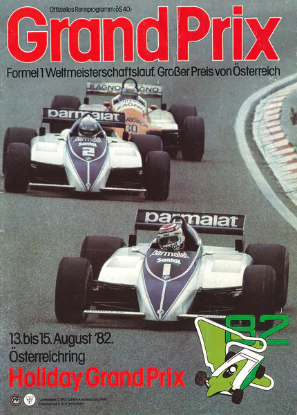 1982-08-15 | Grosser Preis von Österreich | Zeltweg | Formula 1 Event Artworks | formula 1 event artwork | formula 1 programme cover | formula 1 poster | carsten riede