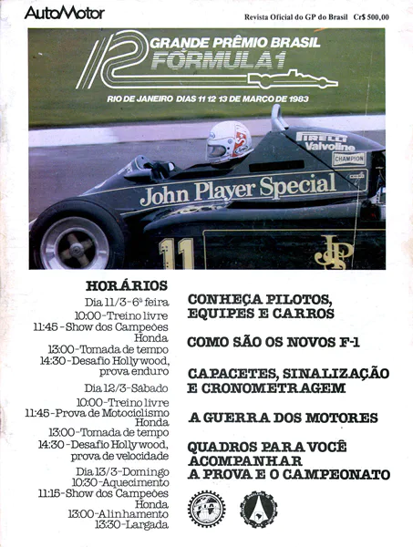 1983-03-13 | Grande Premio Do Brasil | Jacarepagua | Formula 1 Event Artworks | formula 1 event artwork | formula 1 programme cover | formula 1 poster | carsten riede