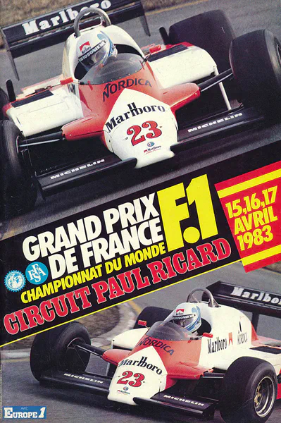 1983-04-17 | Grand Prix De France | Le Castellet | Formula 1 Event Artworks | formula 1 event artwork | formula 1 programme cover | formula 1 poster | carsten riede