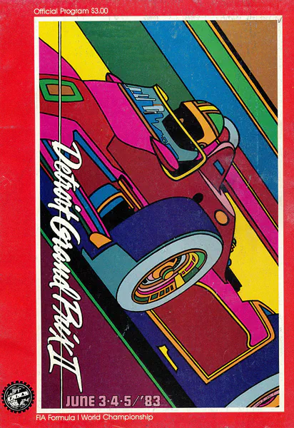 1983-06-05 | United States Grand Prix | Detroit | Formula 1 Event Artworks | formula 1 event artwork | formula 1 programme cover | formula 1 poster | carsten riede