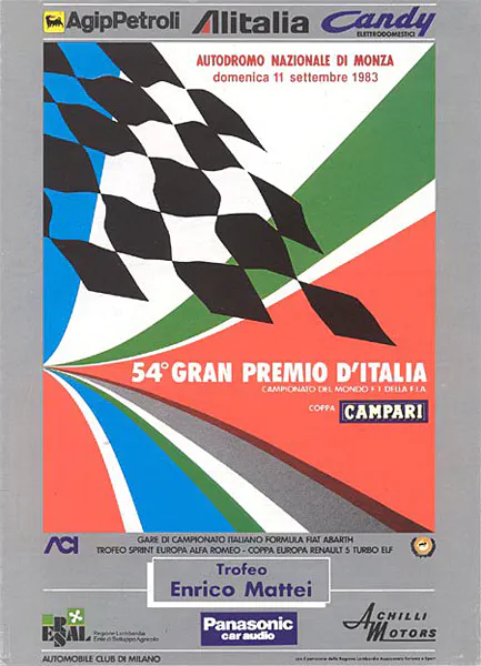 1983-09-11 | Gran Premio D`Italia | Monza | Formula 1 Event Artworks | formula 1 event artwork | formula 1 programme cover | formula 1 poster | carsten riede