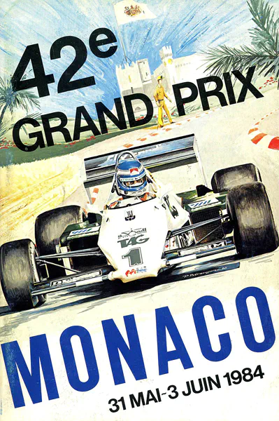 1984-06-03 | Grand Prix De Monaco | Monte Carlo | Formula 1 Event Artworks | formula 1 event artwork | formula 1 programme cover | formula 1 poster | carsten riede