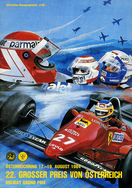 1984-08-19 | Grosser Preis von Österreich | Zeltweg | Formula 1 Event Artworks | formula 1 event artwork | formula 1 programme cover | formula 1 poster | carsten riede