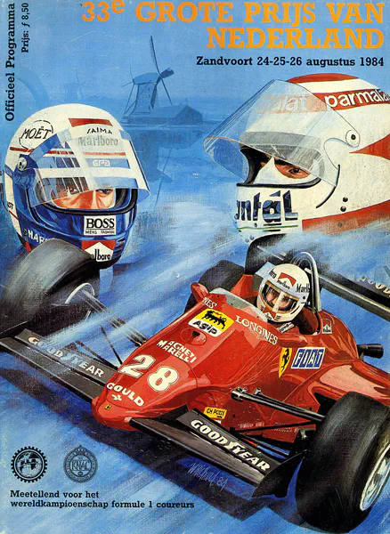 1984-08-26 | Grote Prijs Van Nederland | Zandvoort | Formula 1 Event Artworks | formula 1 event artwork | formula 1 programme cover | formula 1 poster | carsten riede