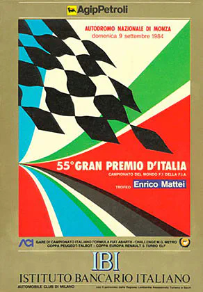 1984-09-09 | Gran Premio D`Italia | Monza | Formula 1 Event Artworks | formula 1 event artwork | formula 1 programme cover | formula 1 poster | carsten riede