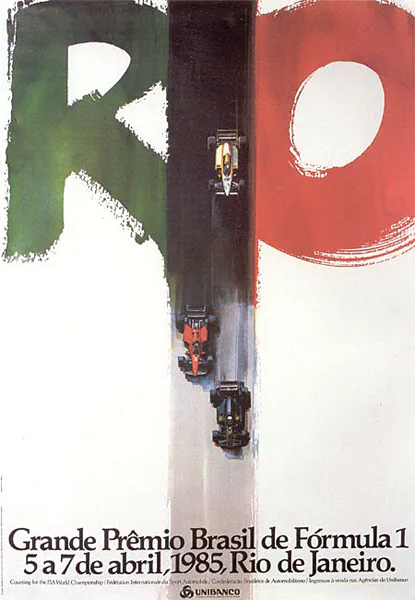 1985-04-07 | Grande Premio Do Brasil | Jacarepagua | Formula 1 Event Artworks | formula 1 event artwork | formula 1 programme cover | formula 1 poster | carsten riede