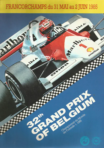 1985-06-02 | Grand Prix De Belgique | Spa-Francorchamps | Formula 1 Event Artworks | formula 1 event artwork | formula 1 programme cover | formula 1 poster | carsten riede