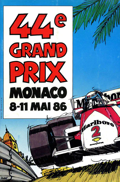 1986-05-11 | Grand Prix De Monaco | Monte Carlo | Formula 1 Event Artworks | formula 1 event artwork | formula 1 programme cover | formula 1 poster | carsten riede