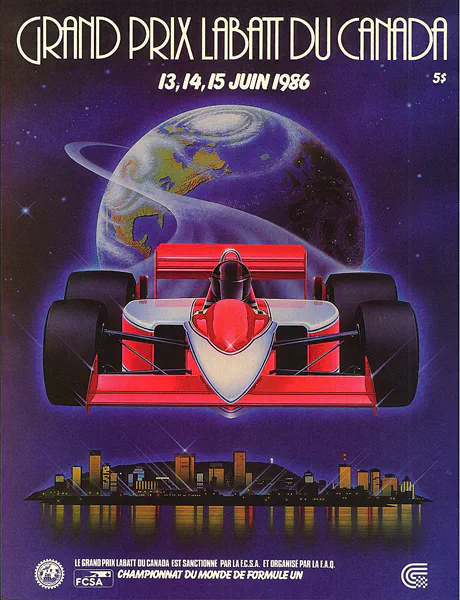 1986-06-15 | Grand Prix Du Canada | Montreal | Formula 1 Event Artworks | formula 1 event artwork | formula 1 programme cover | formula 1 poster | carsten riede