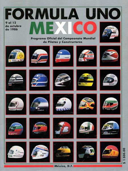 1986-10-12 | Gran Premio De Mexico | Mexico | Formula 1 Event Artworks | formula 1 event artwork | formula 1 programme cover | formula 1 poster | carsten riede