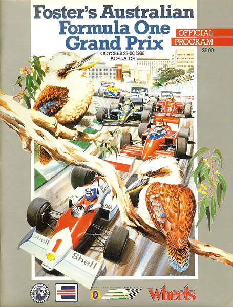 1986-10-26 | Australian Grand Prix | Adelaide | Formula 1 Event Artworks | formula 1 event artwork | formula 1 programme cover | formula 1 poster | carsten riede
