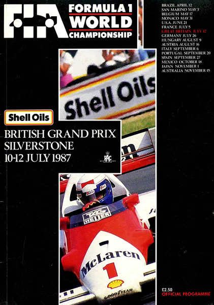 1987-07-12 | British Grand Prix | Silverstone | Formula 1 Event Artworks | formula 1 event artwork | formula 1 programme cover | formula 1 poster | carsten riede