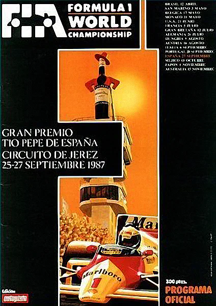 1987-09-27 | Gran Premio De Espana | Jerez de la Frontera | Formula 1 Event Artworks | formula 1 event artwork | formula 1 programme cover | formula 1 poster | carsten riede