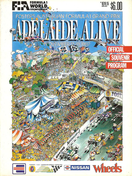1987-11-15 | Australian Grand Prix | Adelaide | Formula 1 Event Artworks | formula 1 event artwork | formula 1 programme cover | formula 1 poster | carsten riede
