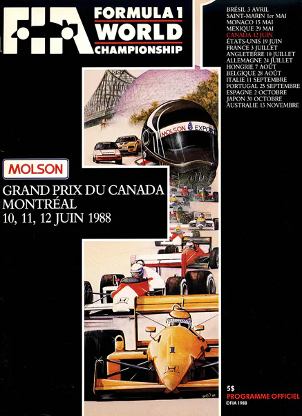 1988-06-12 | Grand Prix Du Canada | Montreal | Formula 1 Event Artworks | formula 1 event artwork | formula 1 programme cover | formula 1 poster | carsten riede