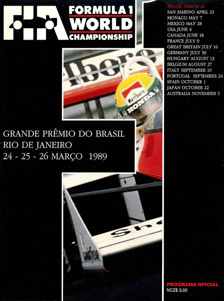 1989-03-26 | Grande Premio Do Brasil | Jacarepagua | Formula 1 Event Artworks | formula 1 event artwork | formula 1 programme cover | formula 1 poster | carsten riede
