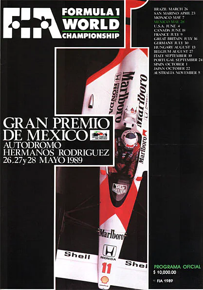 1989-05-28 | Gran Premio De Mexico | Mexico | Formula 1 Event Artworks | formula 1 event artwork | formula 1 programme cover | formula 1 poster | carsten riede