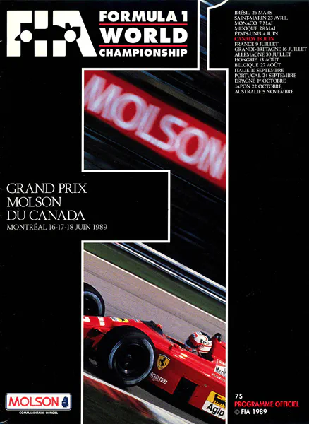 1989-06-18 | Grand Prix Du Canada | Montreal | Formula 1 Event Artworks | formula 1 event artwork | formula 1 programme cover | formula 1 poster | carsten riede