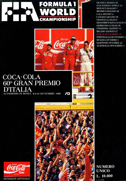 1989-09-10 | Gran Premio D`Italia | Monza | Formula 1 Event Artworks | formula 1 event artwork | formula 1 programme cover | formula 1 poster | carsten riede