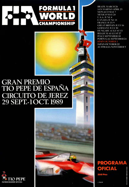 1989-10-01 | Gran Premio De Espana | Jerez de la Frontera | Formula 1 Event Artworks | formula 1 event artwork | formula 1 programme cover | formula 1 poster | carsten riede
