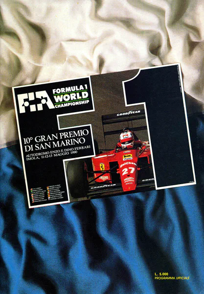 1990-05-13 | Gran Premio Di San Marino | Imola | Formula 1 Event Artworks | formula 1 event artwork | formula 1 programme cover | formula 1 poster | carsten riede