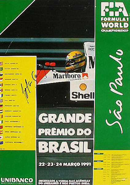 1991-03-24 | Grande Premio Do Brasil | Interlagos | Formula 1 Event Artworks | formula 1 event artwork | formula 1 programme cover | formula 1 poster | carsten riede