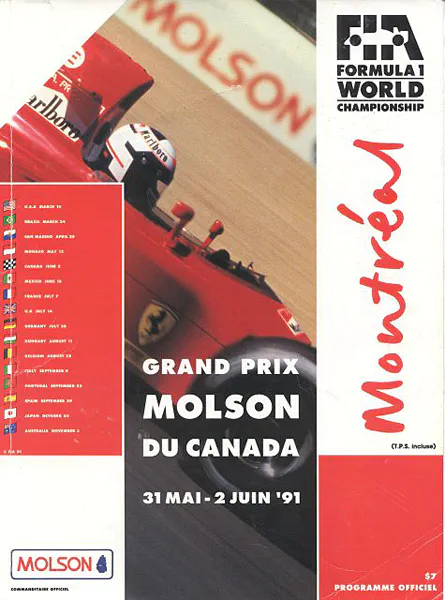 1991-06-02 | Grand Prix Du Canada | Montreal | Formula 1 Event Artworks | formula 1 event artwork | formula 1 programme cover | formula 1 poster | carsten riede