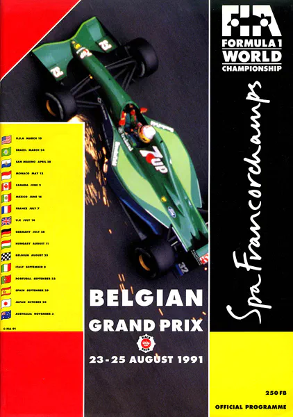 1991-08-25 | Grand Prix De Belgique | Spa-Francorchamps | Formula 1 Event Artworks | formula 1 event artwork | formula 1 programme cover | formula 1 poster | carsten riede
