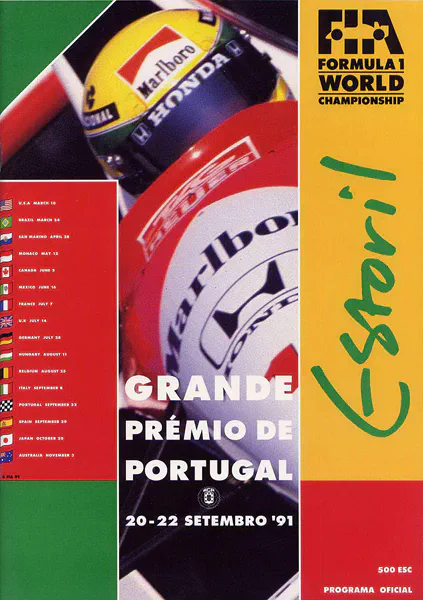 1991-09-22 | Grande Premio De Portugal | Estoril | Formula 1 Event Artworks | formula 1 event artwork | formula 1 programme cover | formula 1 poster | carsten riede
