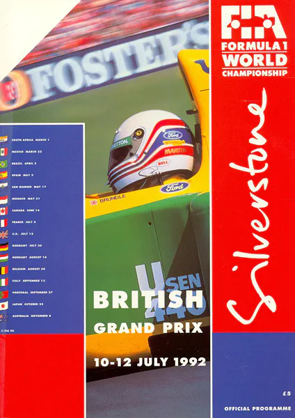 1992-07-12 | British Grand Prix | Silverstone | Formula 1 Event Artworks | formula 1 event artwork | formula 1 programme cover | formula 1 poster | carsten riede