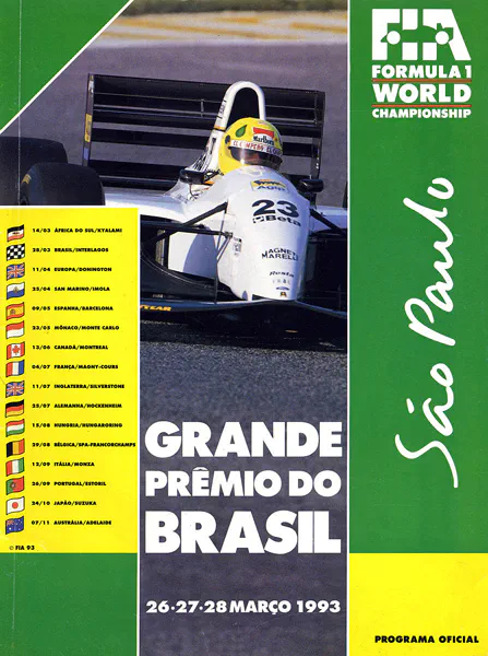 1993-03-28 | Grande Premio Do Brasil | Interlagos | Formula 1 Event Artworks | formula 1 event artwork | formula 1 programme cover | formula 1 poster | carsten riede