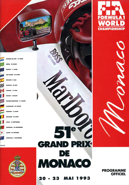 1993-05-23 | Grand Prix De Monaco | Monte Carlo | Formula 1 Event Artworks | formula 1 event artwork | formula 1 programme cover | formula 1 poster | carsten riede