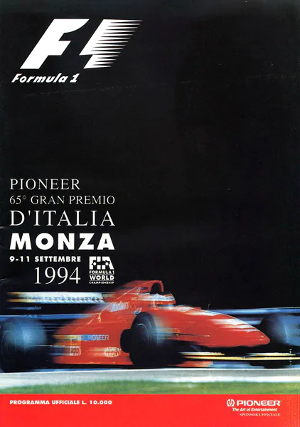 1994-09-11 | Gran Premio D`Italia | Monza | Formula 1 Event Artworks | formula 1 event artwork | formula 1 programme cover | formula 1 poster | carsten riede