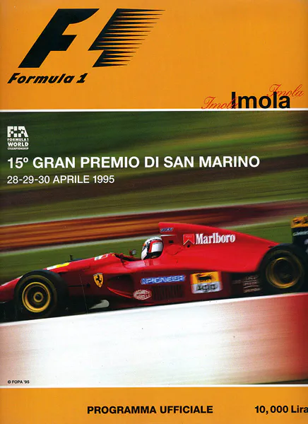1995-04-30 | Gran Premio Di San Marino | Imola | Formula 1 Event Artworks | formula 1 event artwork | formula 1 programme cover | formula 1 poster | carsten riede